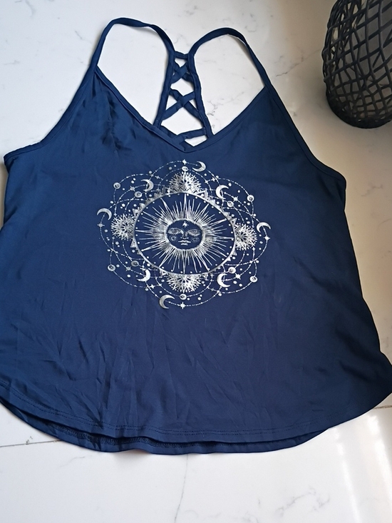 No Boundaries Tops - No.boundaries Celestial Sun & Moon Navy Strappy Tank Top